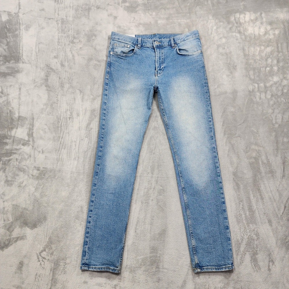 H&M &DENIM Jeans Mens 32x32 Blue Light Wash Slim Straight Stretch Denim Casual